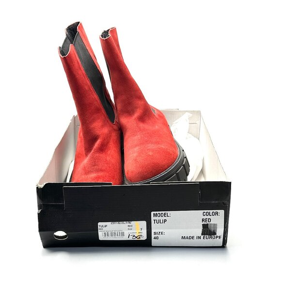 Justin Reese Red Suede Chunky Sole Boots—UK 7/US 9/EU 40—Removable Buckles—NWOT - Picture 10 of 10